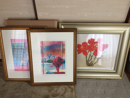 【2017-12-7】　松山市にて　中島千波・洋画のシルクスクリーン額を買取らせて頂きました。